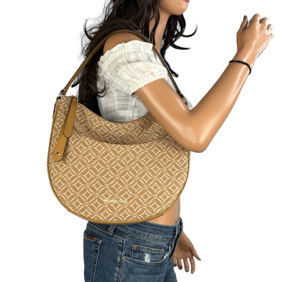 Michael Kors Dover Half-Moon Shoulder Hobo Bag Gingery Brown - Picture 1 of 13